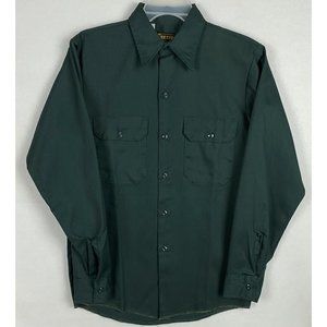 VTG 80s Washington Dee Cee DC Mens Size 14 1/2 Button Up Shirt Long Sleeve Green